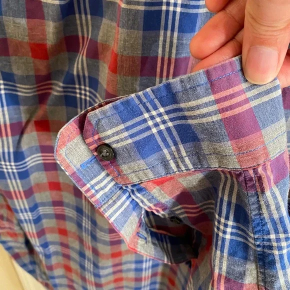 Vince Blue Plaid Long Sleeve Button Down Shirt Large - Picture 7 of 10